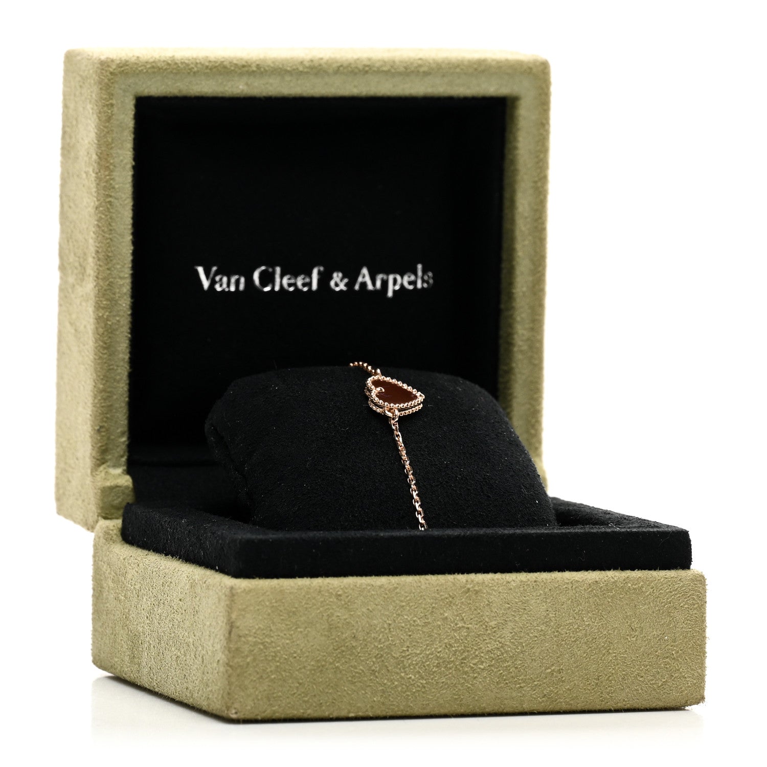 Van Cleef & Arpels 18K Rose Gold Carnelian Sweet Alhambra Heart Bracelet 4 of 4