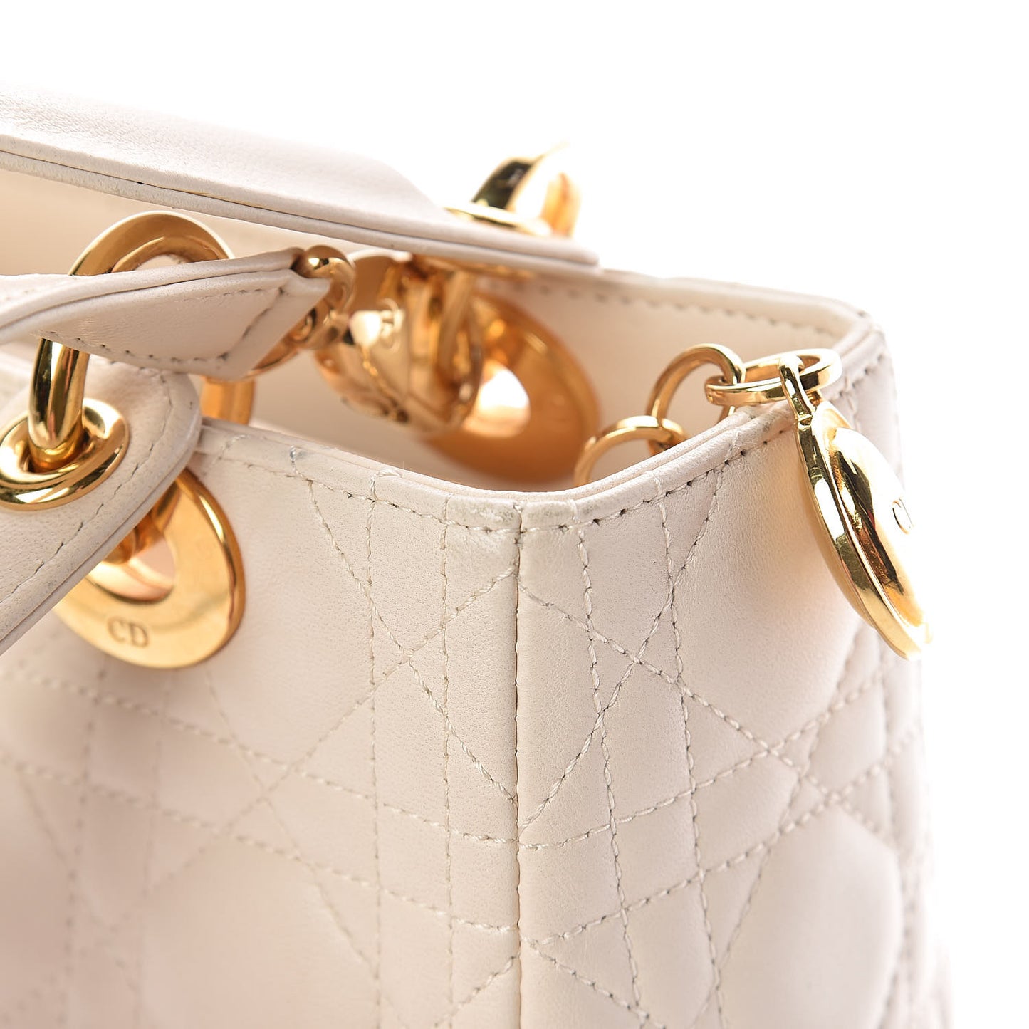 Lambskin Cannage Medium Lady Dior Light Beige