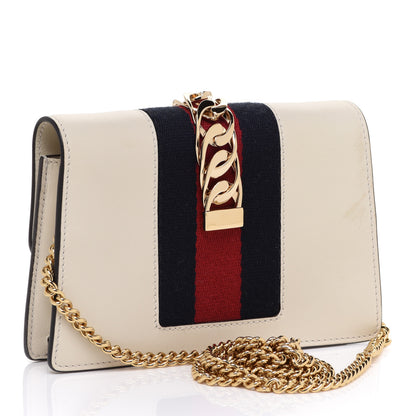 Gucci Calfskin Super Mini Sylvie Chain Shoulder Bag White 3 of 10