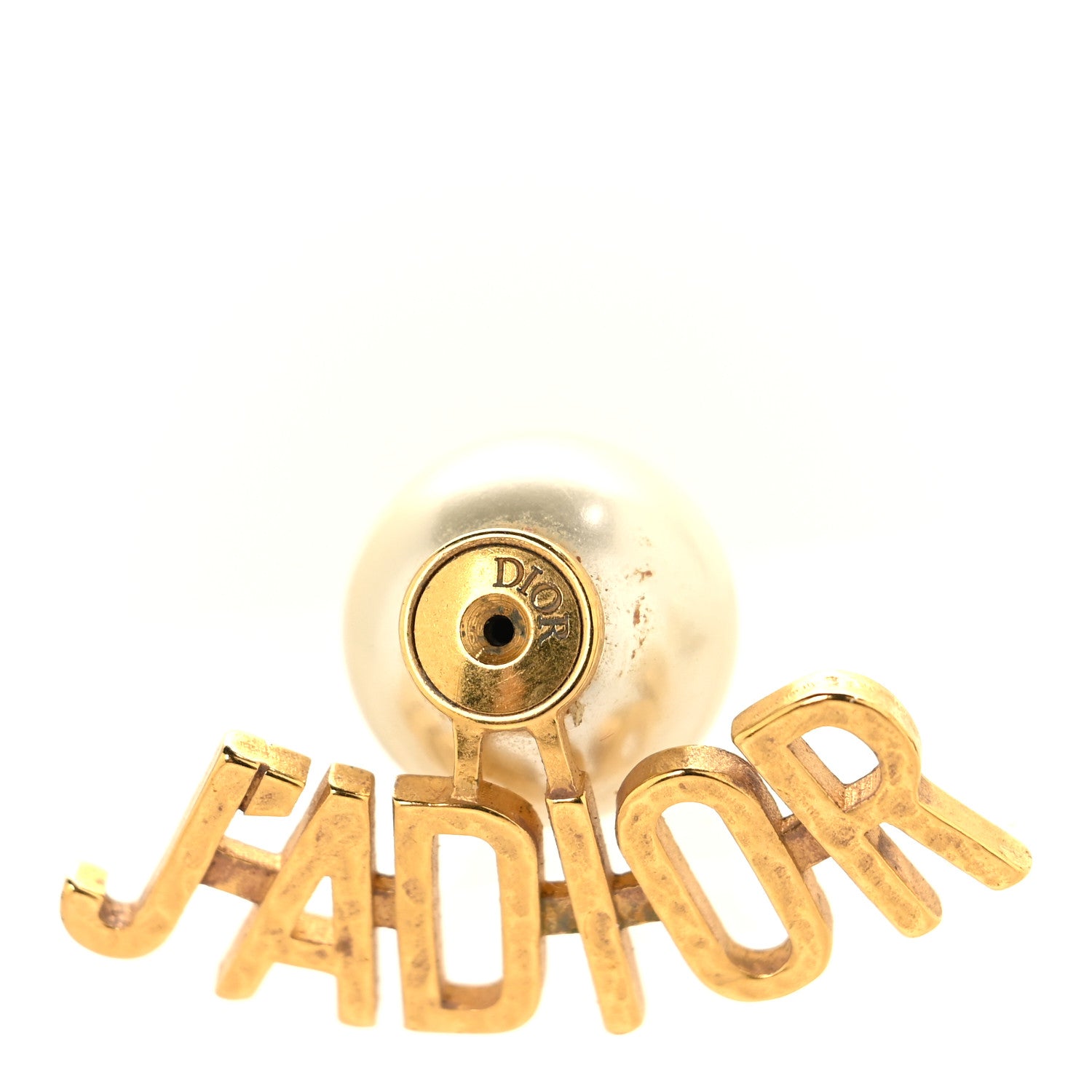 Christian Dior Pearl Tribal J Adior Earrings Gold White 1947205