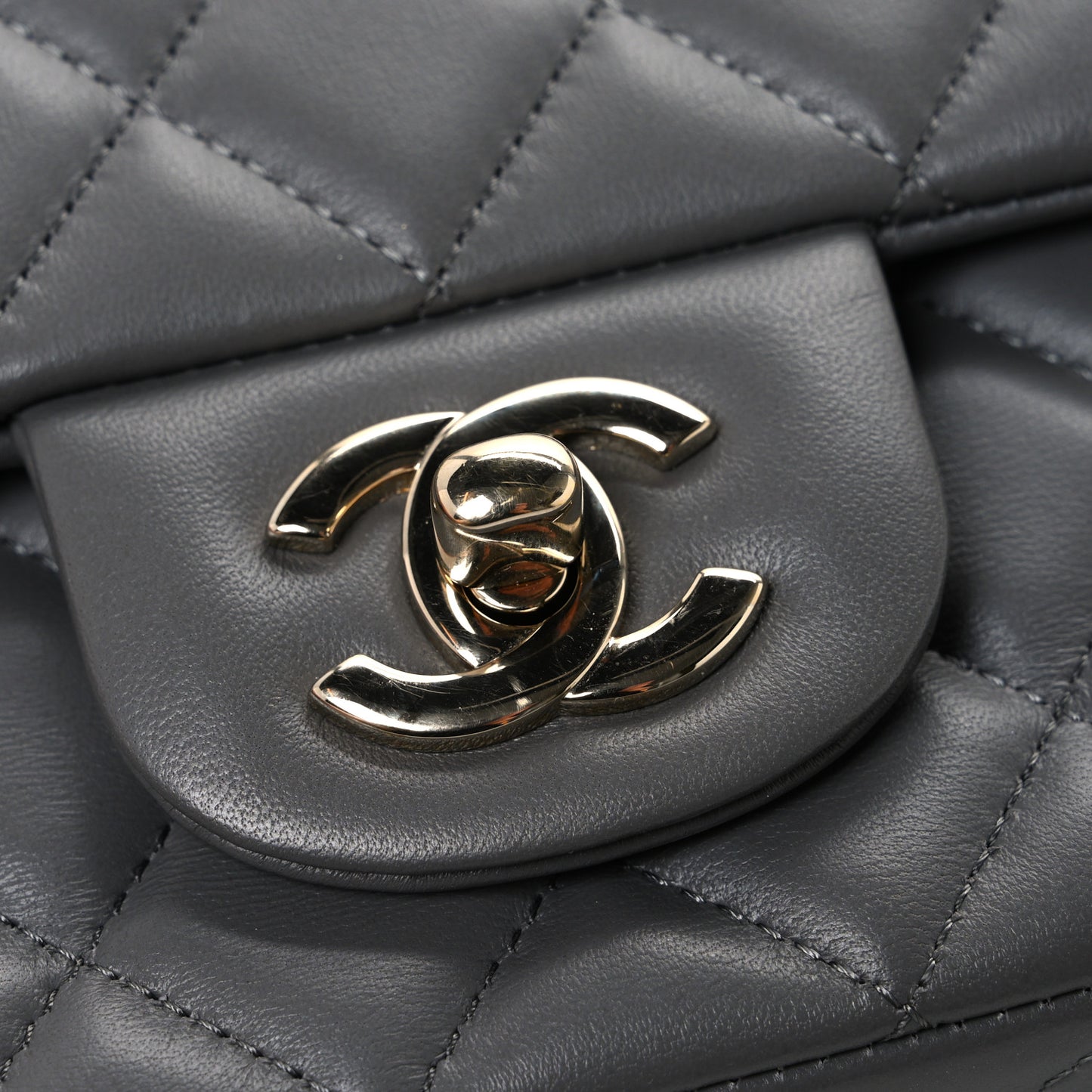 Lambskin Quilted Mini Rectangular Flap Grey