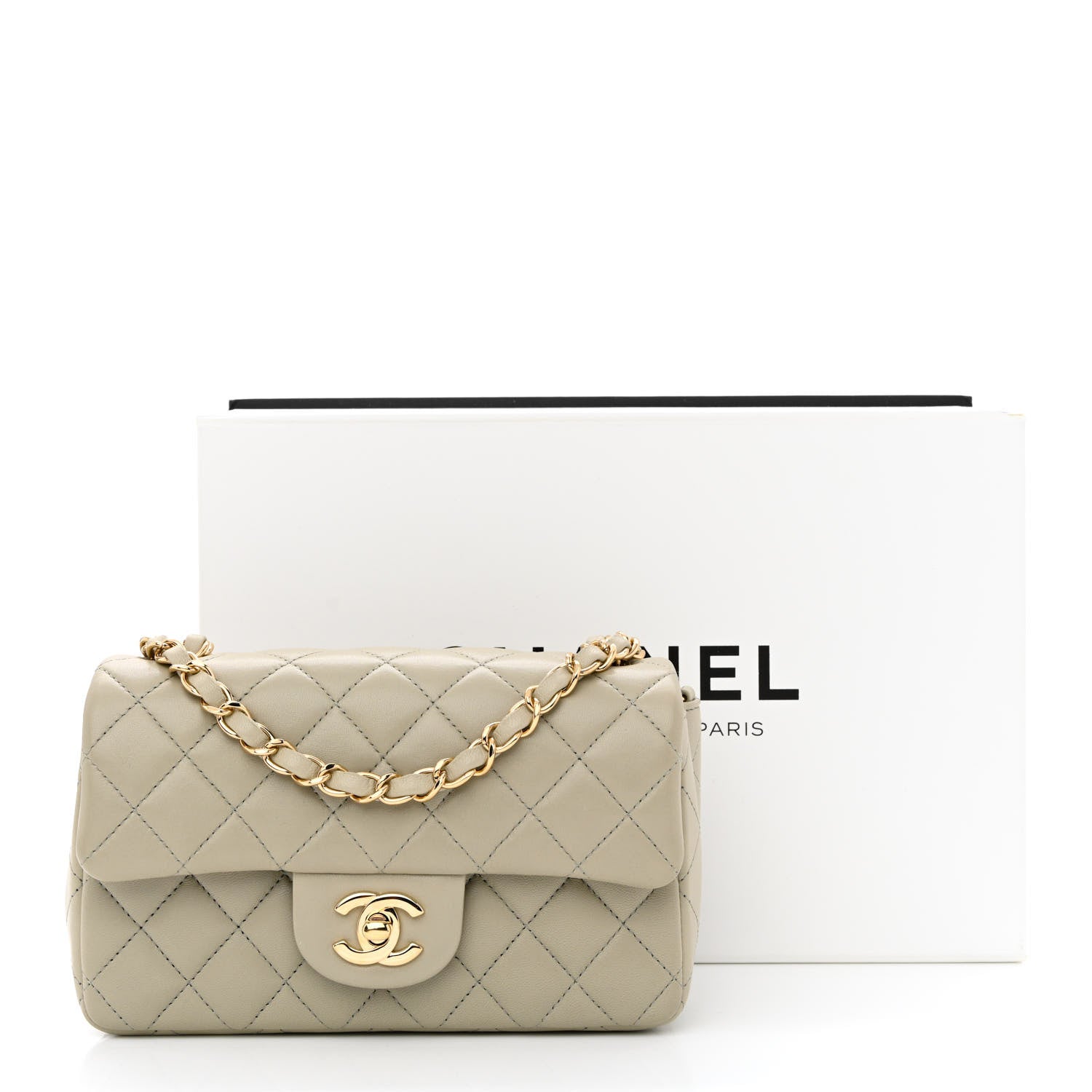 Chanel Lambskin Quilted Mini Rectangular Flap Grey 10 of 10