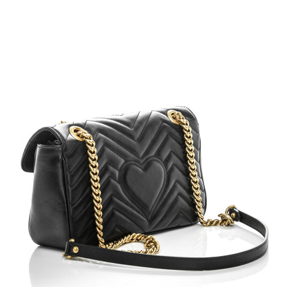 Gucci Calfskin Matelasse Small GG Marmont Shoulder Bag Black 3 of 7