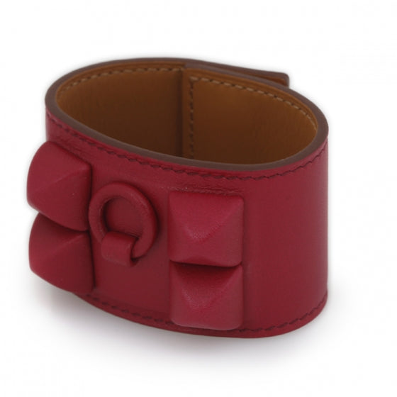 Hermes Leather Collier de Chien Shadow Bracelet Rubis Red 1 of 5