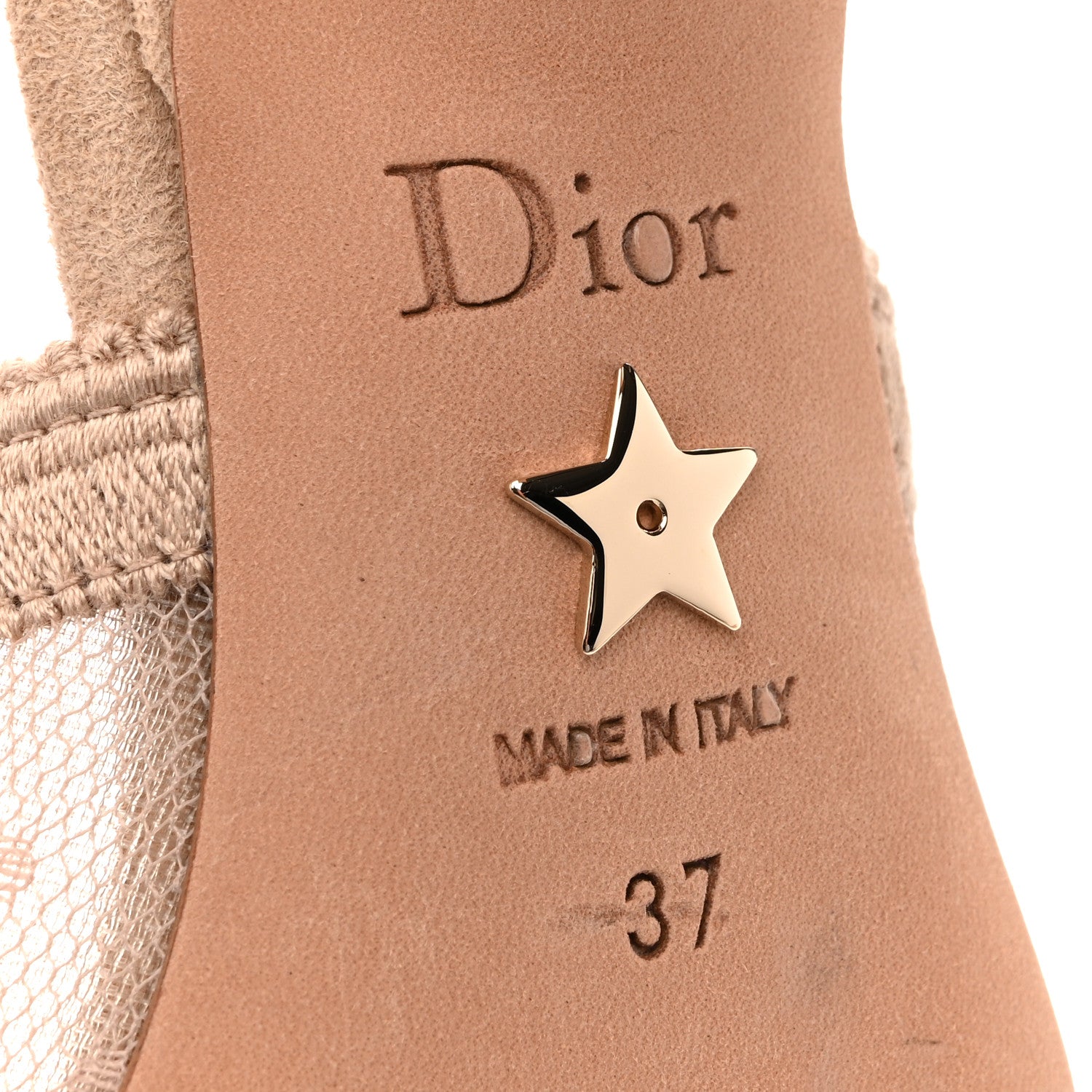 Christian Dior Mesh Plumetis Suede Ribbon J'Adior Slingback 65mm Pumps 37 Nude 8 of 10