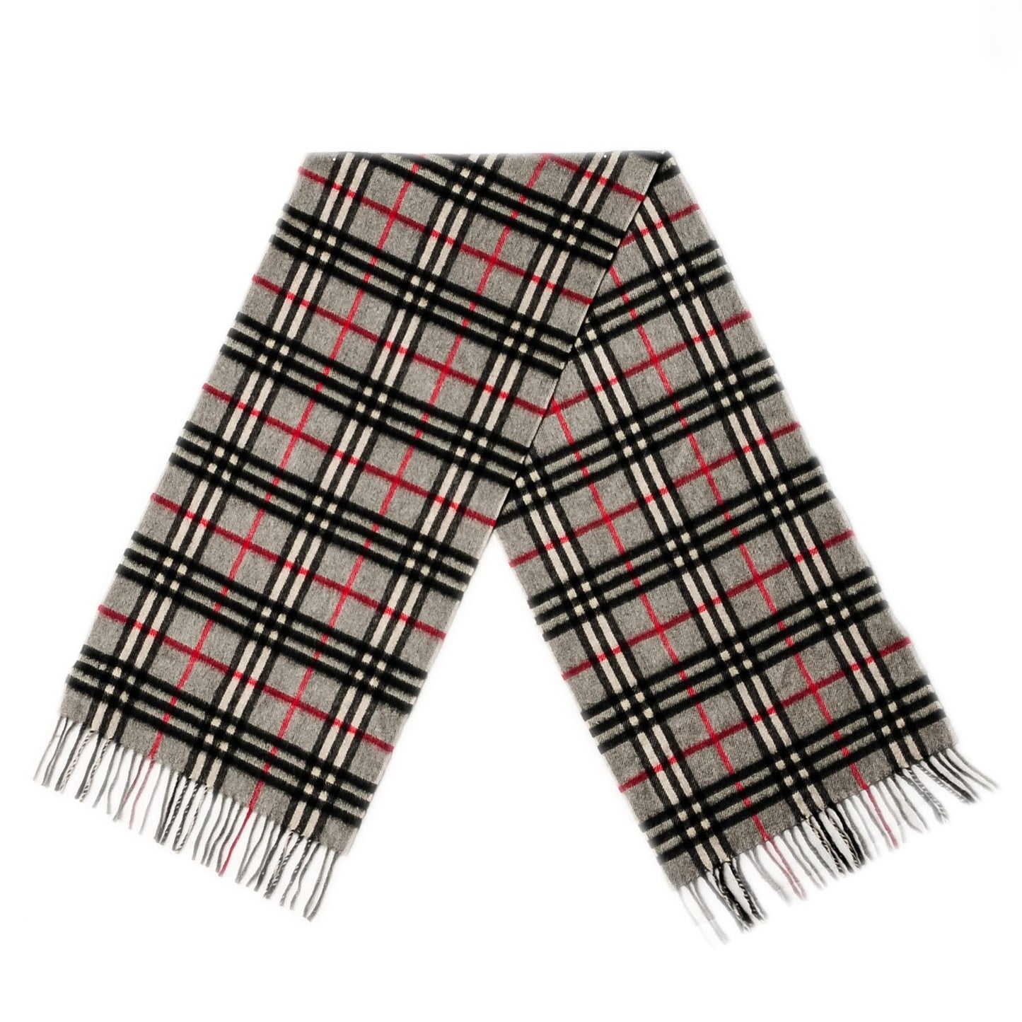 Cashmere Nova Check Fringe Scarf Charcoal
