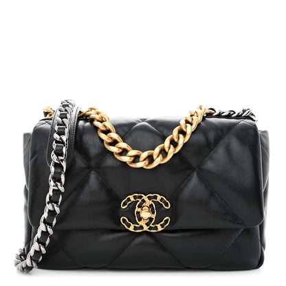 Chanel Shiny Goatskin Quilted Medium Chanel 19 Flap Black 1 of 11
