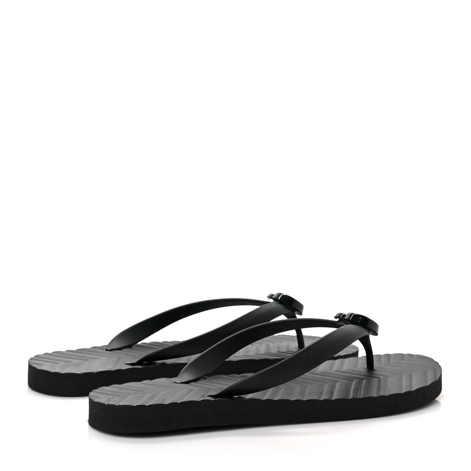 Gucci Rubber Chevron Mens GG Thong Flat Sandals 11 Black 4 of 7