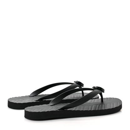 Gucci Rubber Chevron Mens GG Thong Flat Sandals 11 Black 4 of 7