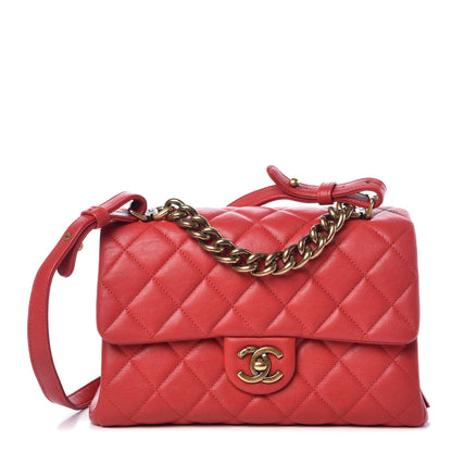 Chanel Shiny Sheepskin Quilted Small Trapezio Flap Red 1 of 10