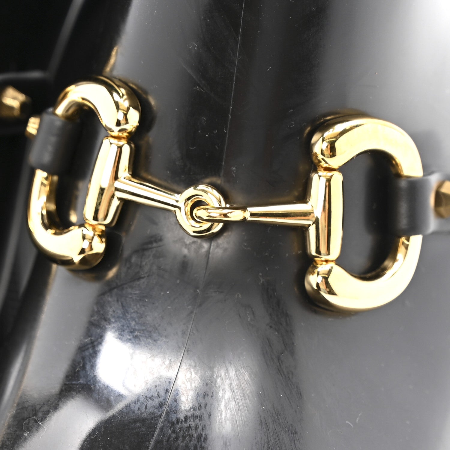 Gucci Rubber Horsebit Knee High Boots 38 Black 8 of 10