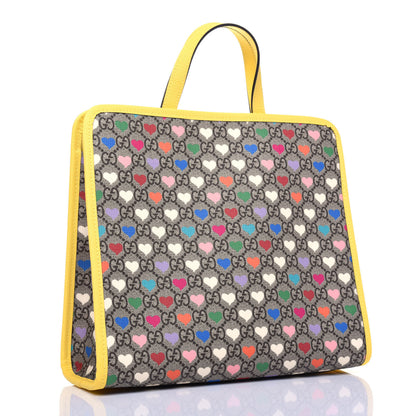 Gucci GG Supreme Monogram Hearts Childrens Tote Beige Ebony Multicolor Freesia 3 of 12