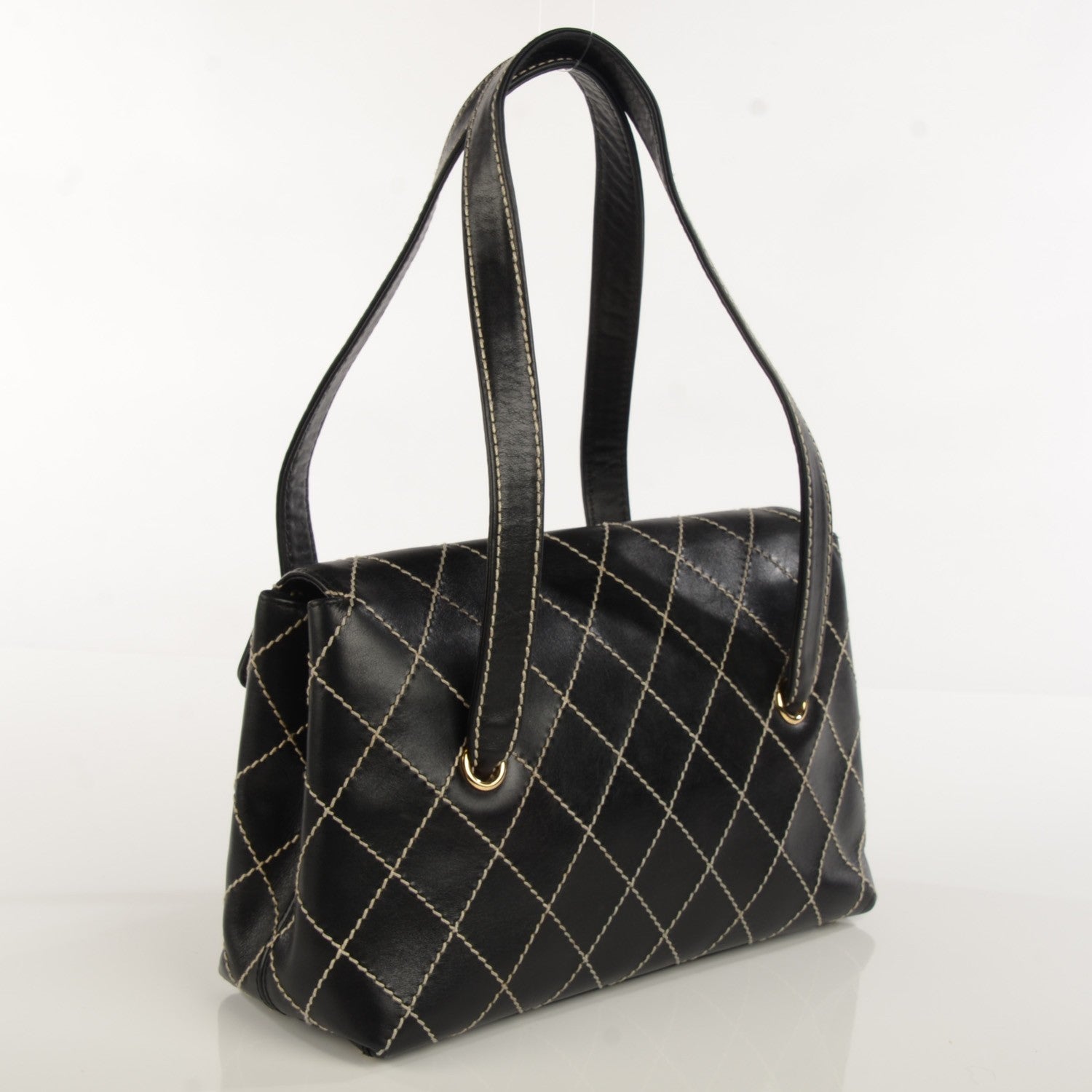Chanel Calfskin Wild Stitch Shoulder Bag Black 3 of 8