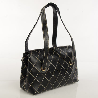 Chanel Calfskin Wild Stitch Shoulder Bag Black 3 of 8