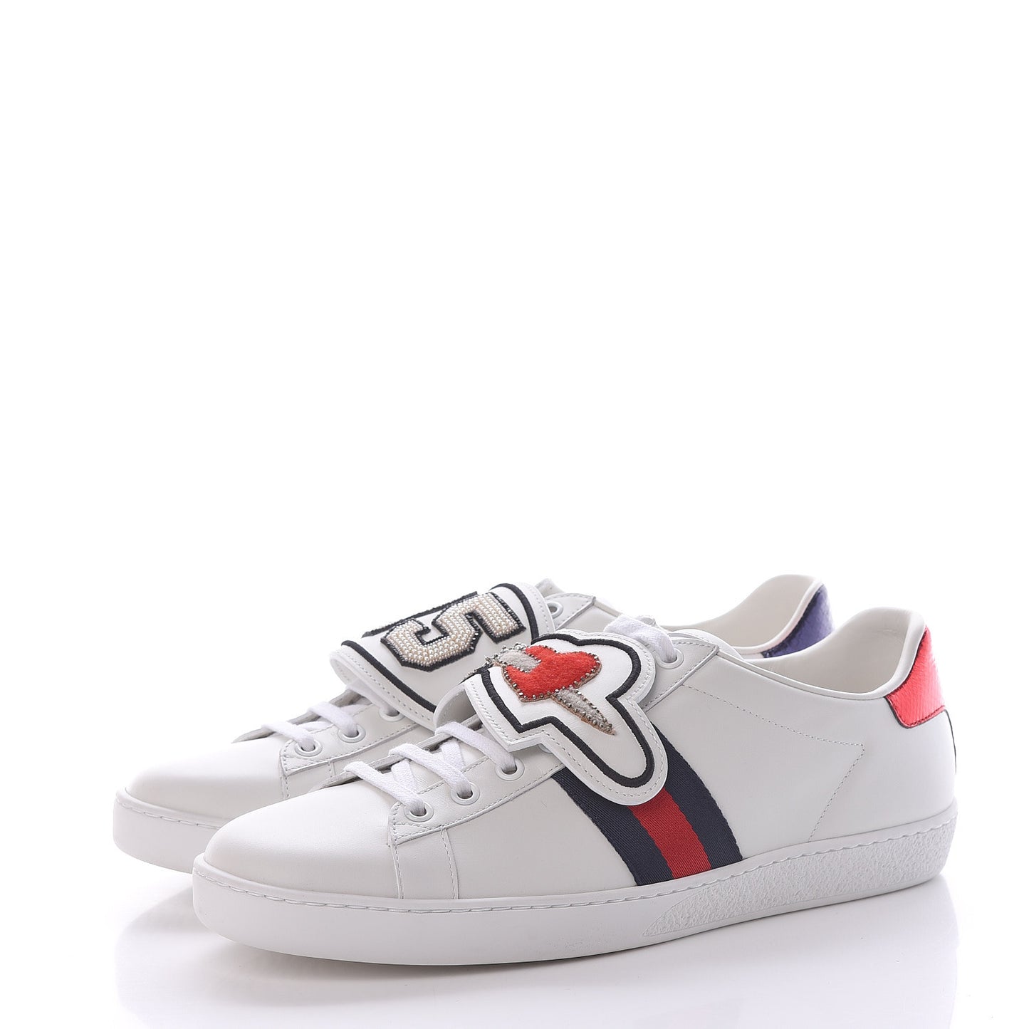 Calfskin Ayers Web Dagger Embroidered Womens Ace Sneakers 40 White