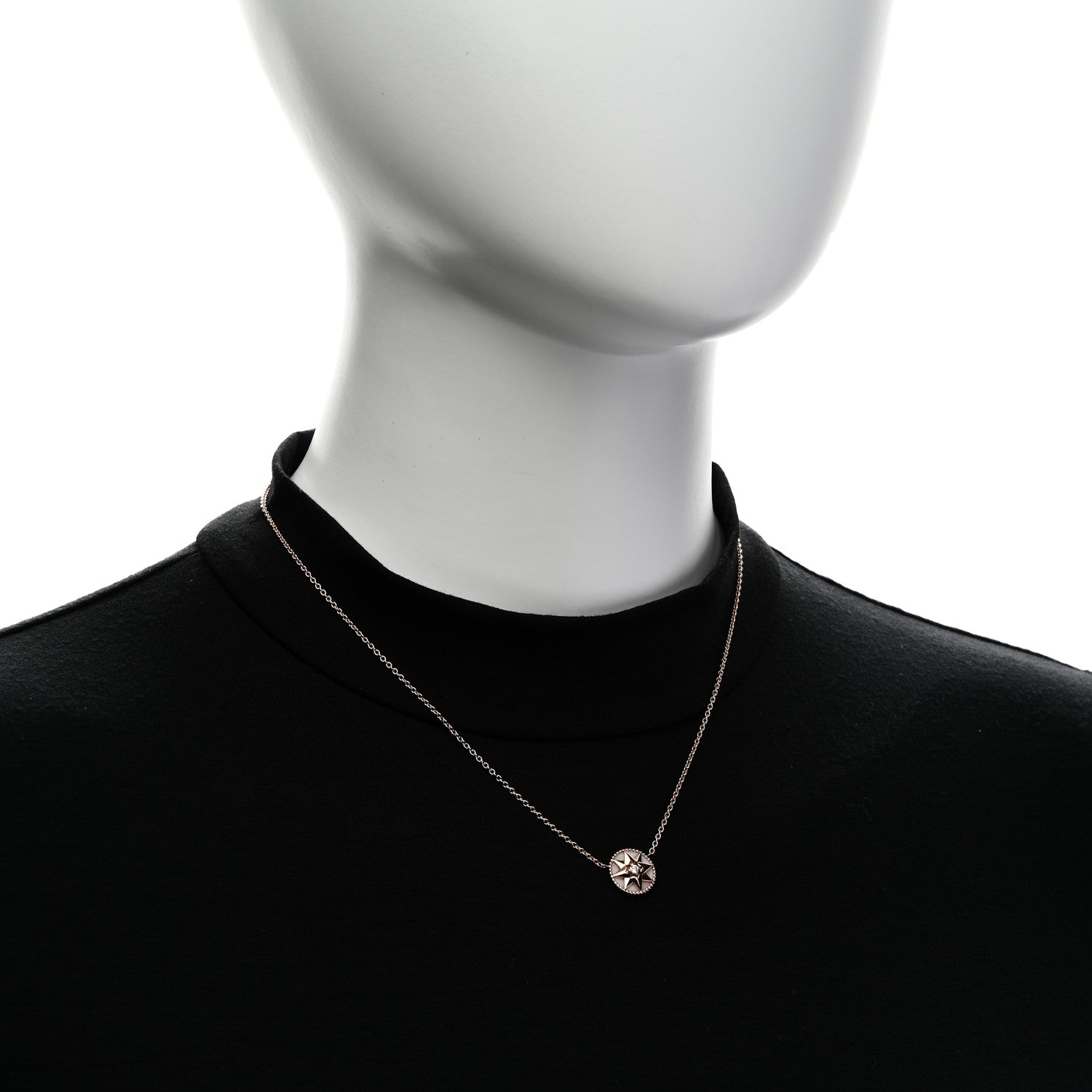 Christian Dior 18K Rose Gold Diamond Pink Opal Rose Des Vents Necklace 2 of 7