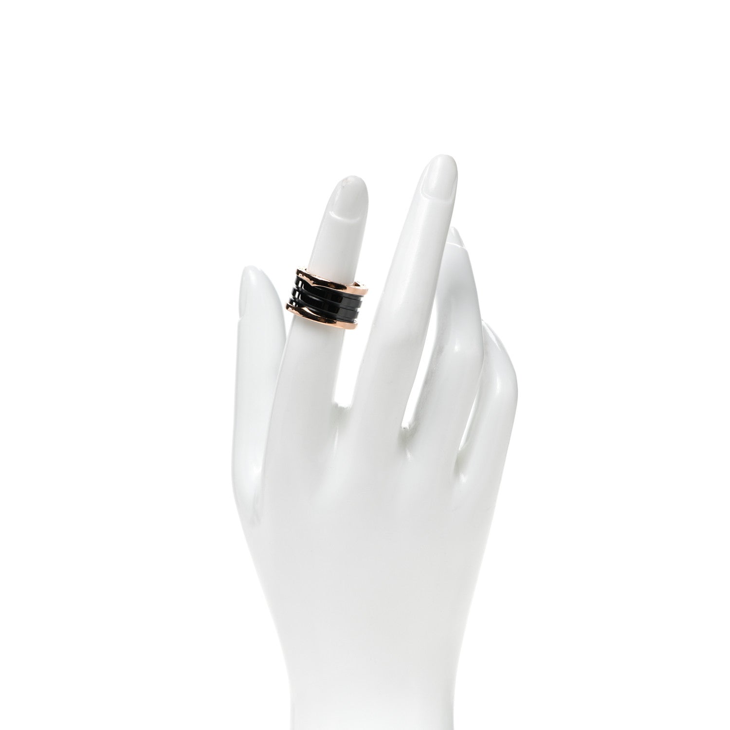 Bulgari 18K Rose Gold Black Ceramic B.Zero1 Four-Band Ring 50 5.25 2 of 5