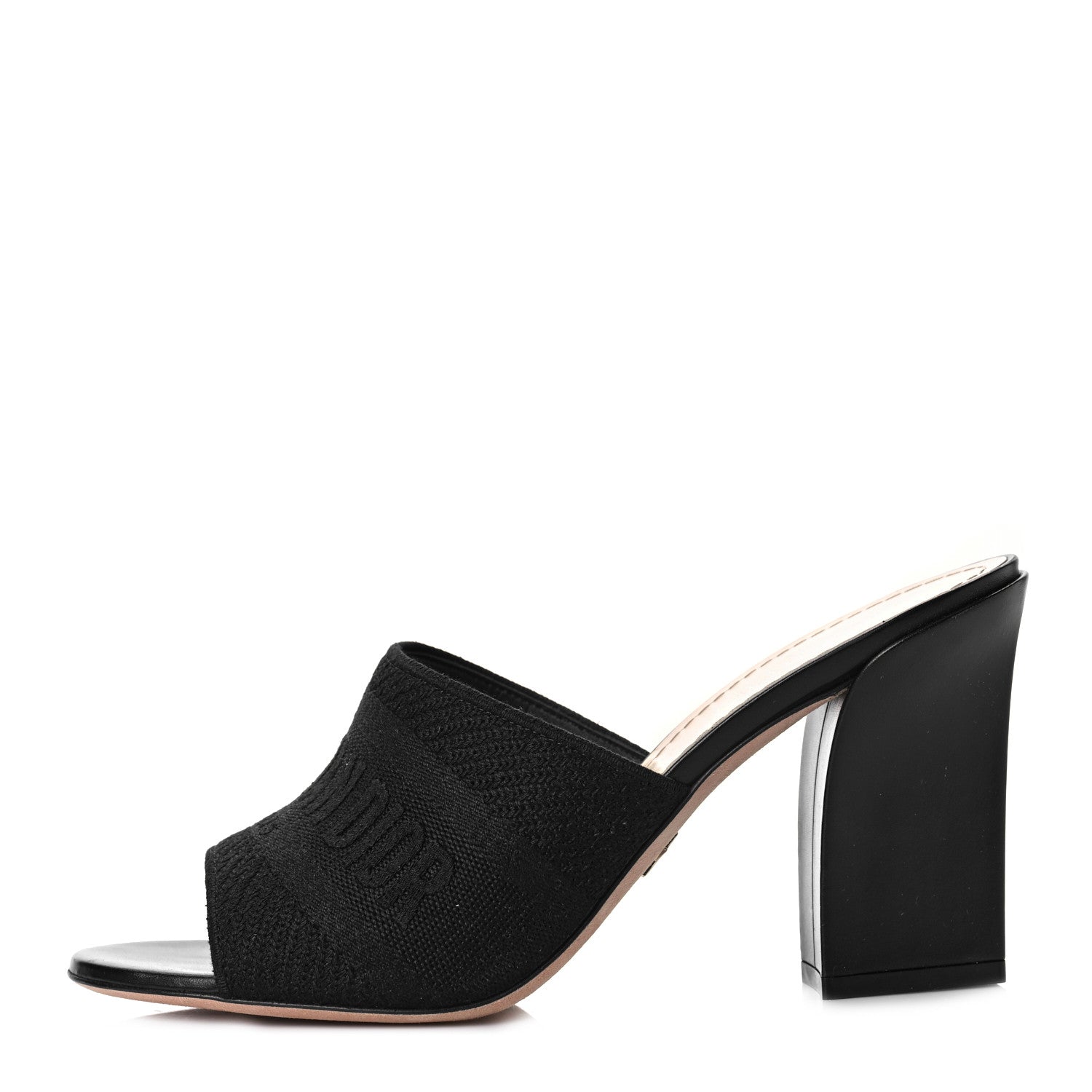 Christian Dior Cotton Embroidered Dway 85mm Slide Sandals 39 Black 1 of 9