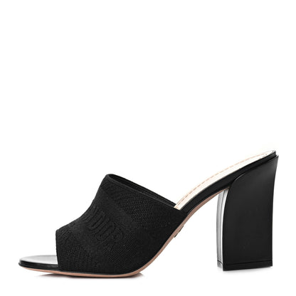 Christian Dior Cotton Embroidered Dway 85mm Slide Sandals 39 Black 1 of 9