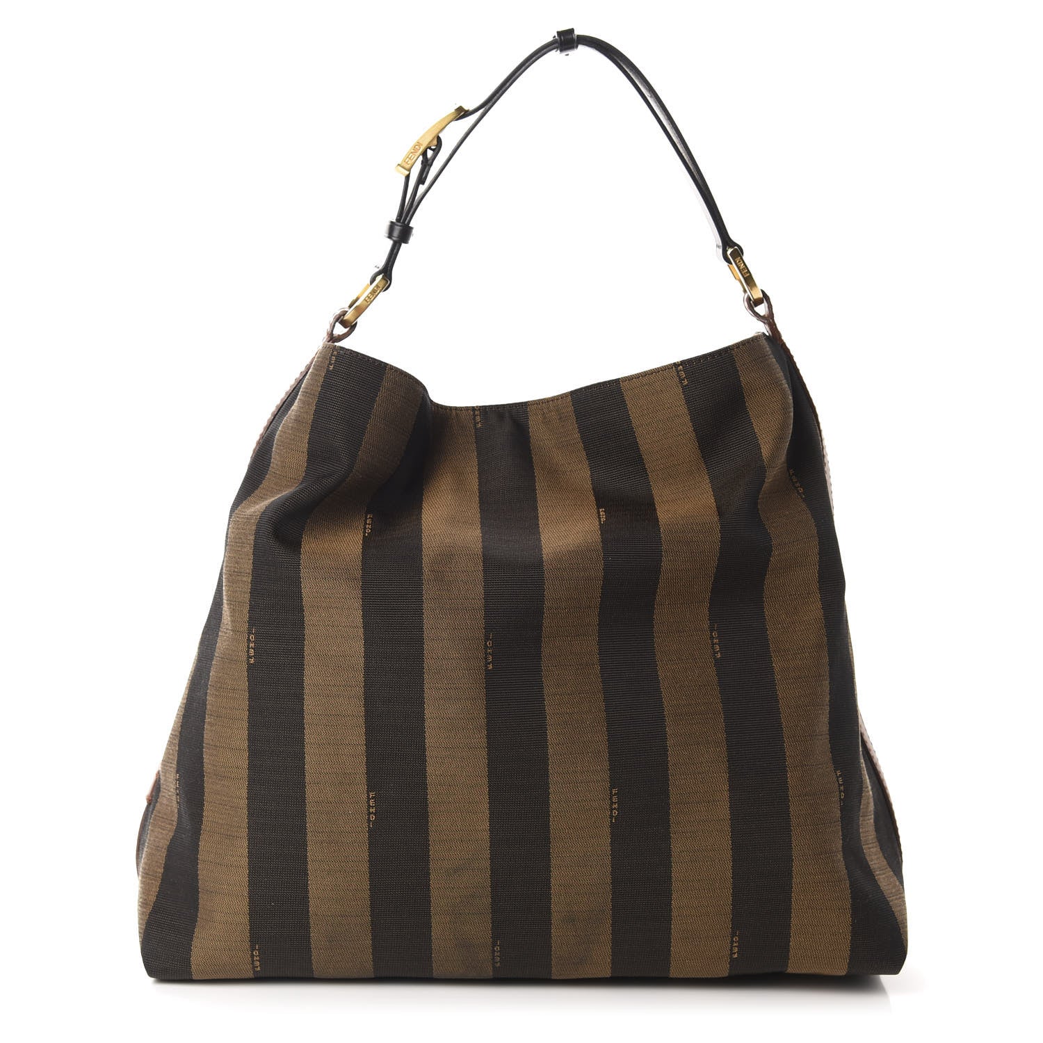 Fendi Pequin Cuoio Vegetale Large Hobo Tobacco Black Cuoio 1 of 16