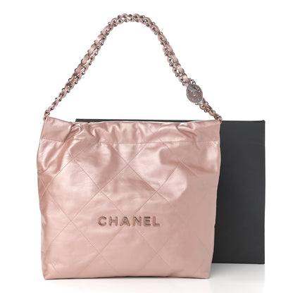 Chanel Metallic Calfskin Quilted Small Chanel 22 Pink 12 of 12