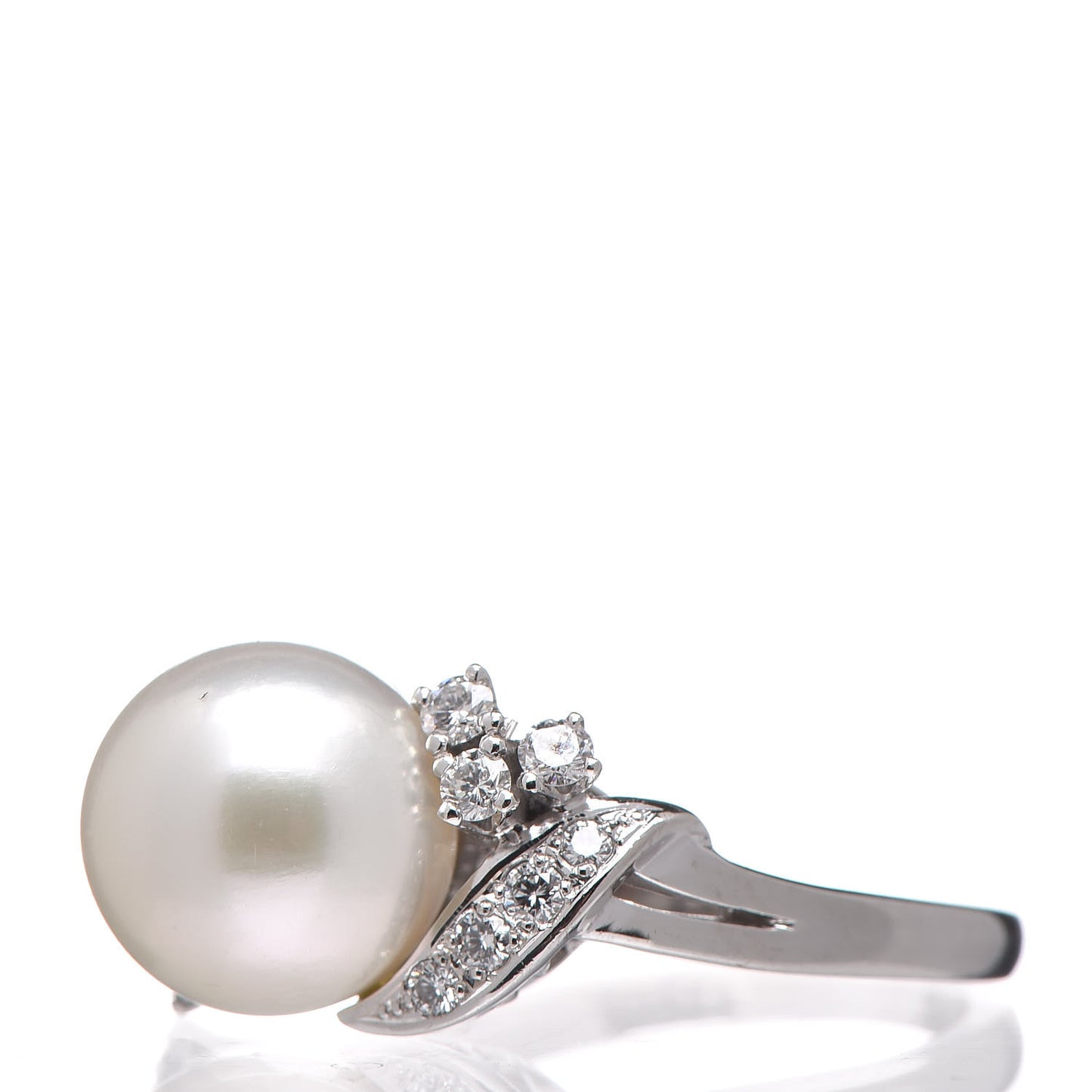 Platinum Diamond Akoya Pearl 9mm Ring 49 5