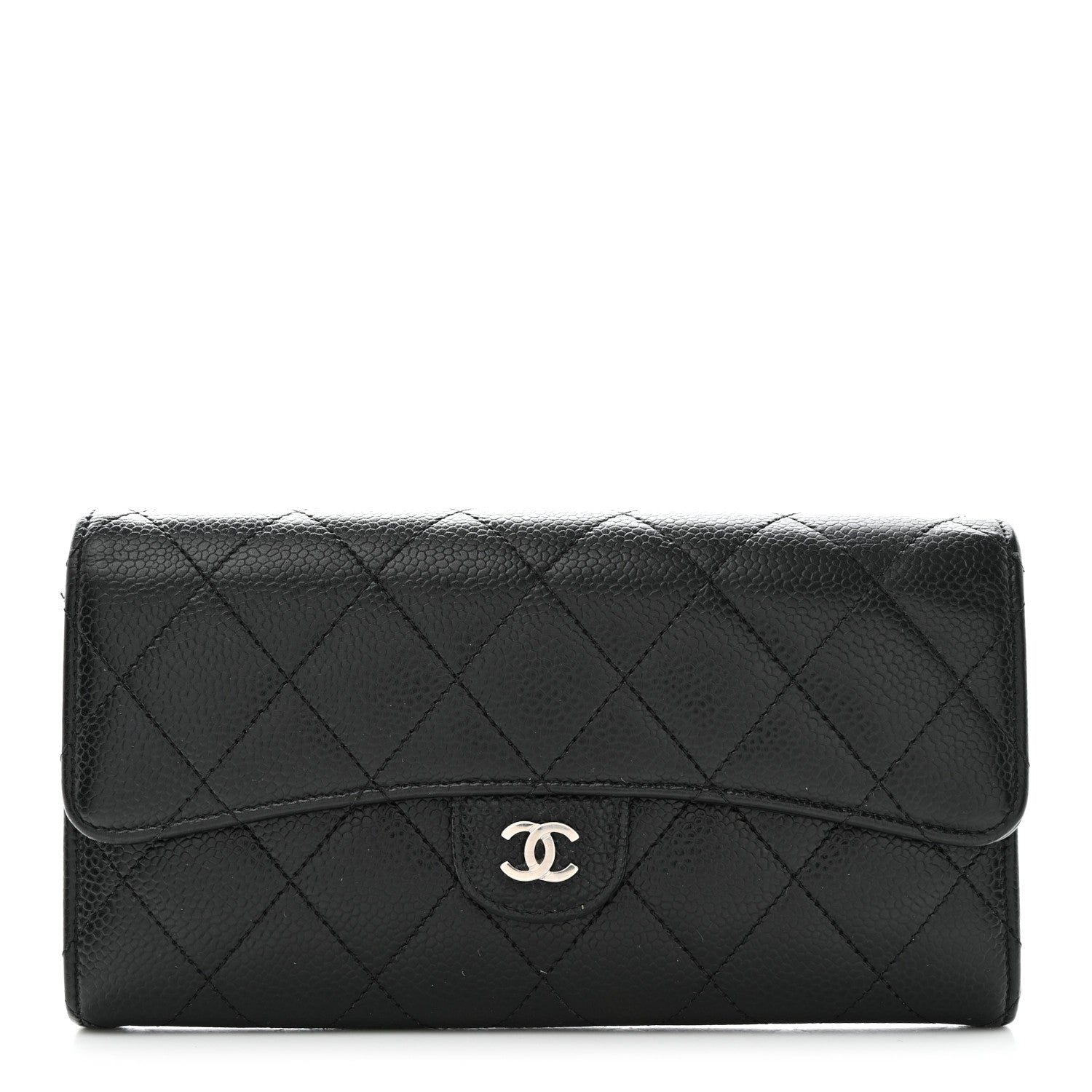 Chanel Caviar Quilted Large Gusset Flap Wallet Black 1 of 10