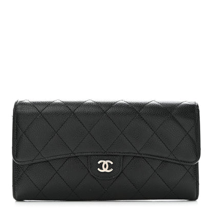 Chanel Caviar Quilted Large Gusset Flap Wallet Black 1 of 10