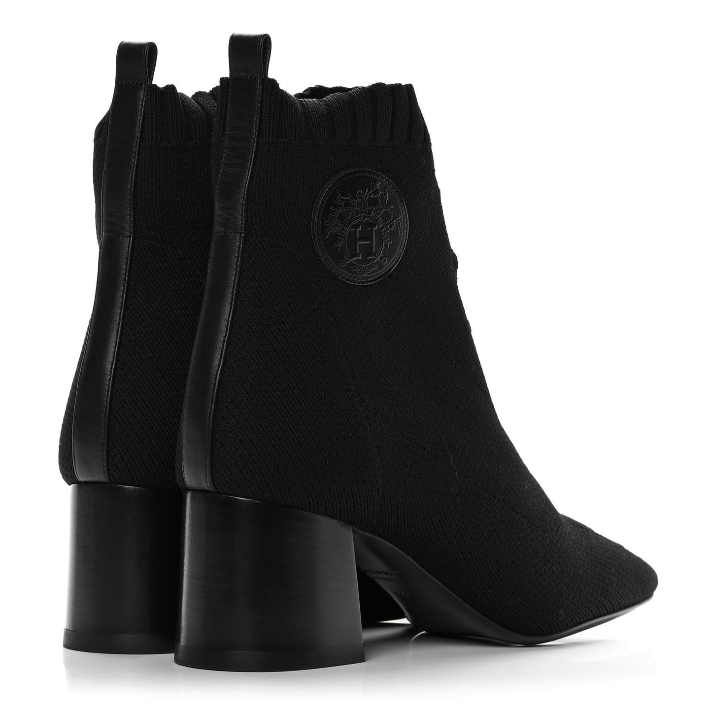 Knit Calfskin Volver Ankle Boots 37.5 Black