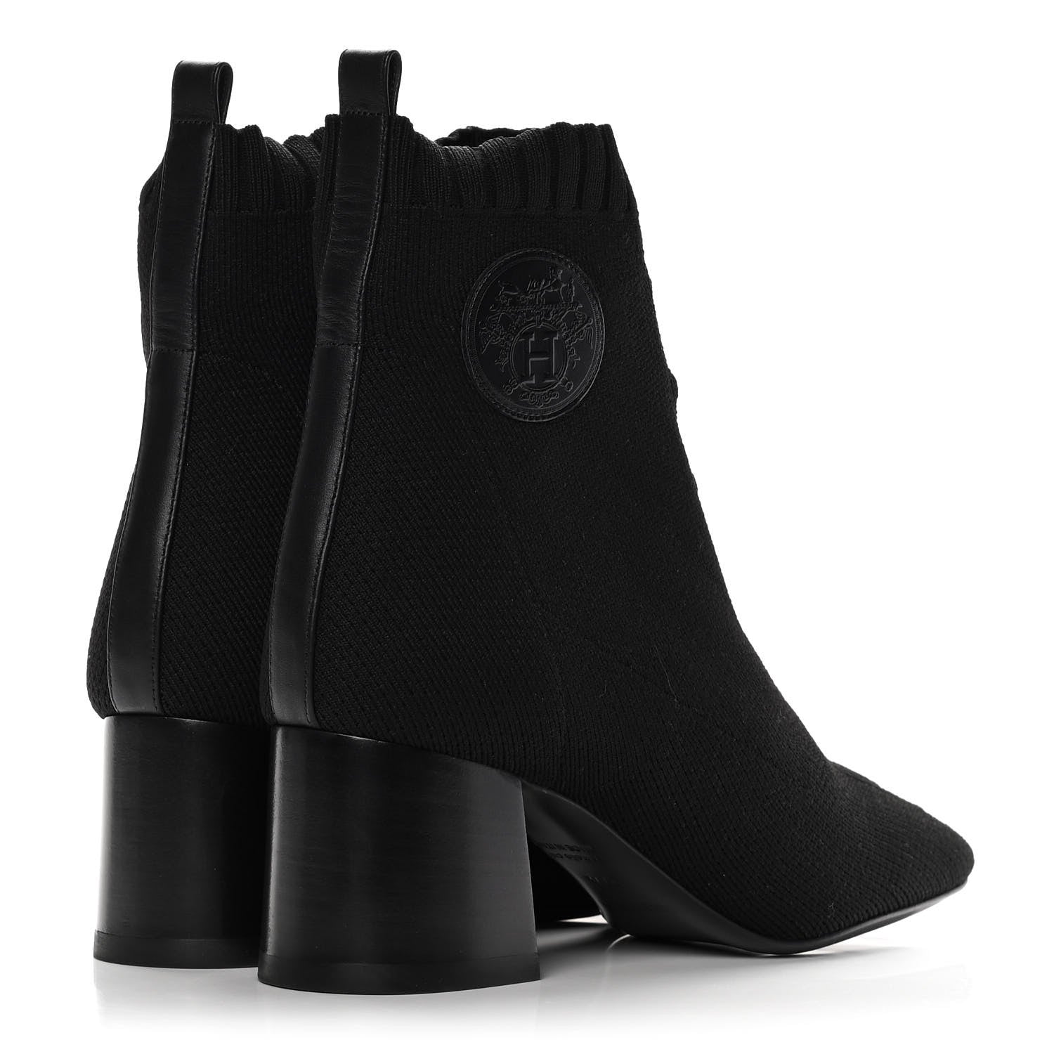 Hermes Knit Calfskin Volver Ankle Boots 37.5 Black 4 of 12