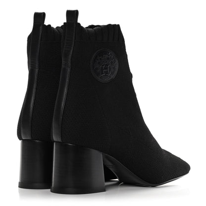Hermes Knit Calfskin Volver Ankle Boots 37.5 Black 4 of 12