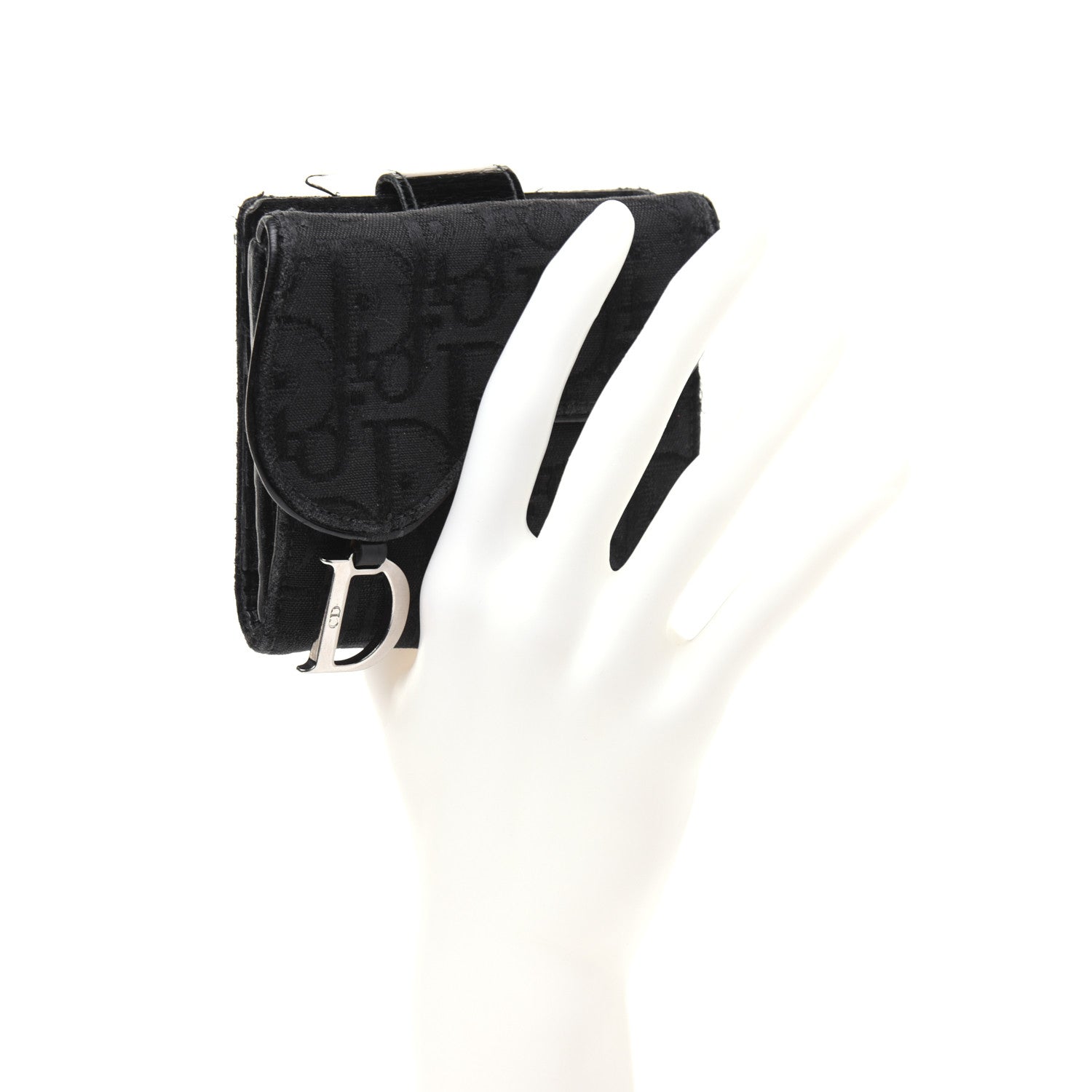 Christian Dior Monogram Compact Saddle Wallet Black 2 of 24