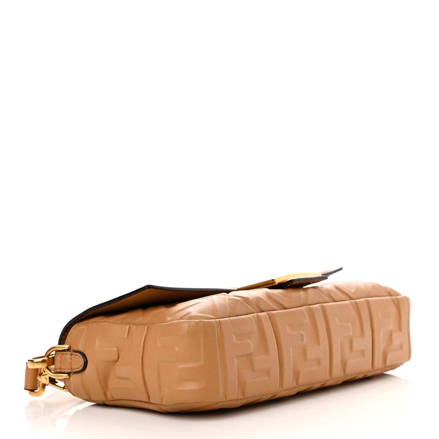 Fendi Nappa FF 1974 Embossed Baguette Miele Scuro 4 of 11