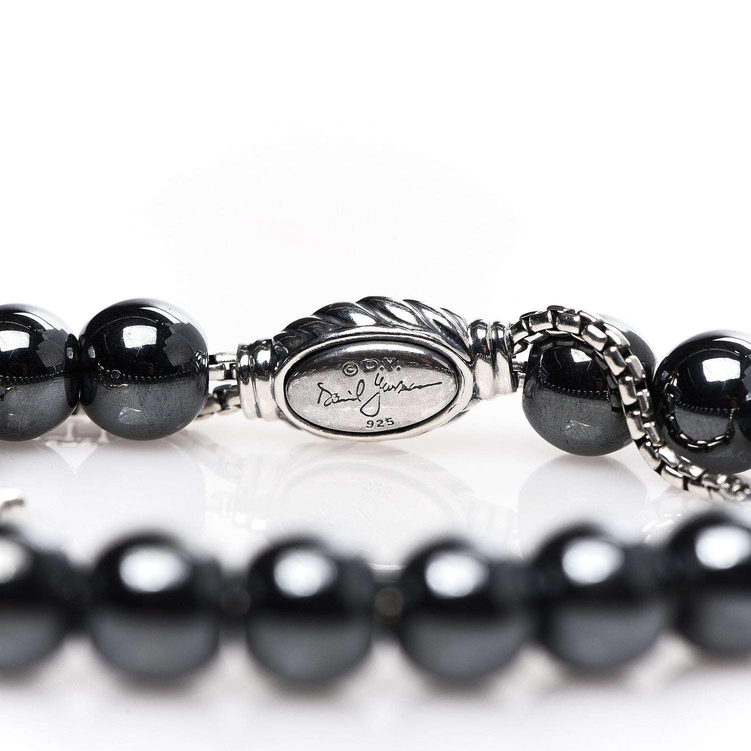 David Yurman Sterling Silver Hematite 8mm Spiritual Beads Adjustable Bracelet 3 of 3