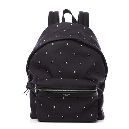 Saint Laurent Canvas Lightning Bolt City Backpack Navy 1 of 10