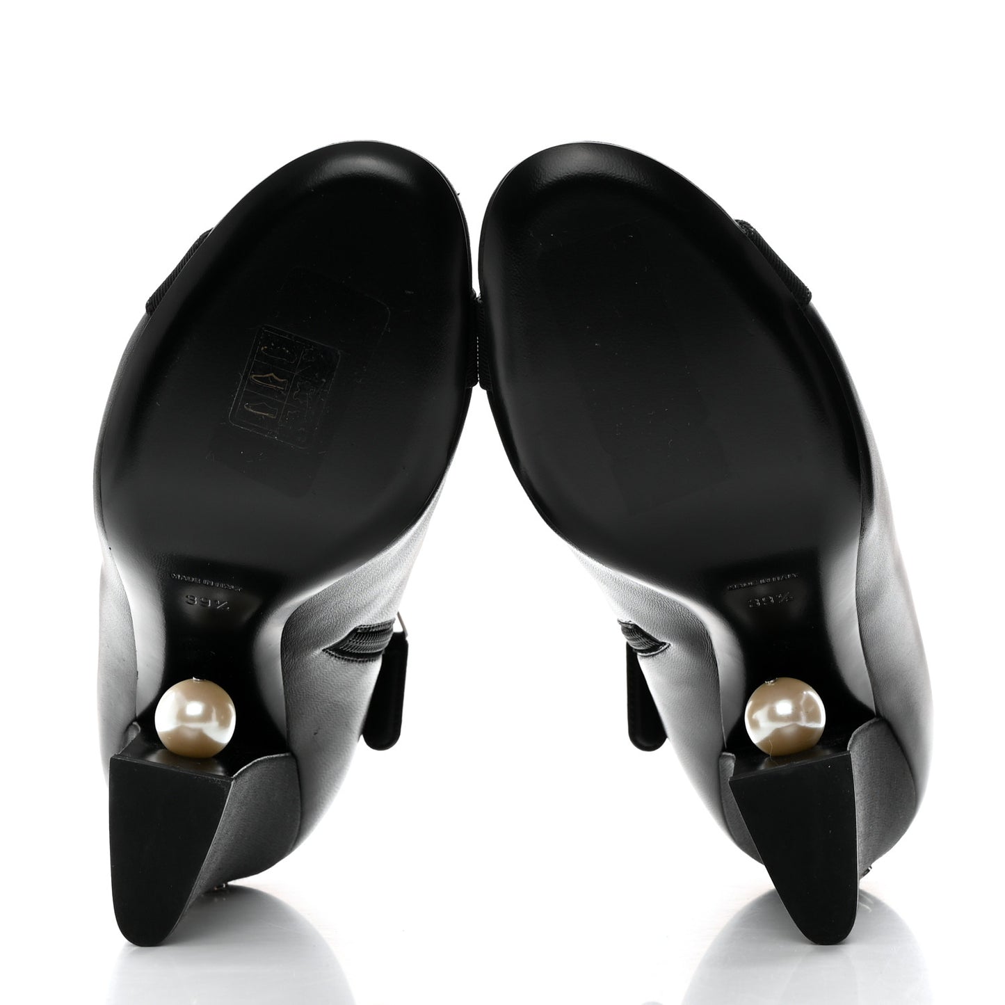 Lambskin Pearl Short Boots 39.5 Black