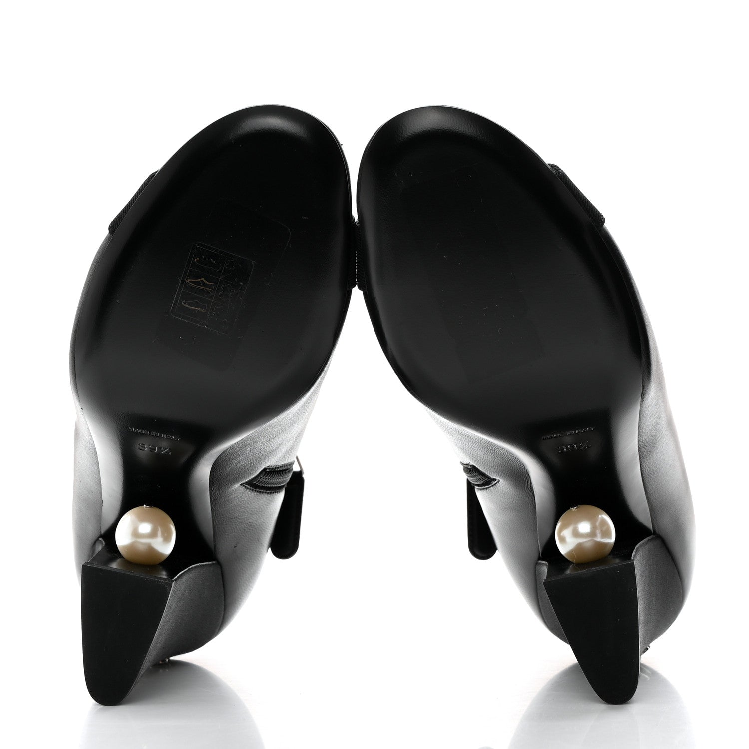 Chanel Lambskin Pearl Short Boots 39.5 Black 5 of 9