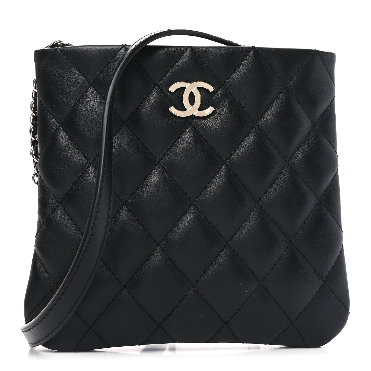 Calfskin Quilted Crossbody Bag Black
