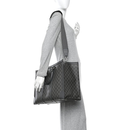Gucci GG Supreme Monogram Textured Dollar Calfskin Large Ophidia Tote Bag Grey Black Graphite Grey 2 of 14
