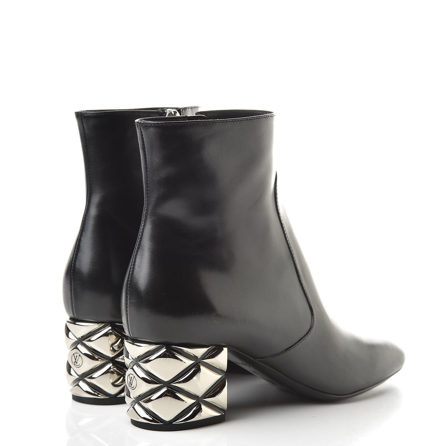 Lambskin Silver Light Ankle Boots 38 Black