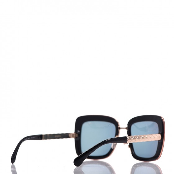 Metal Square Spring Sunglasses 5369 Black Pink Gold