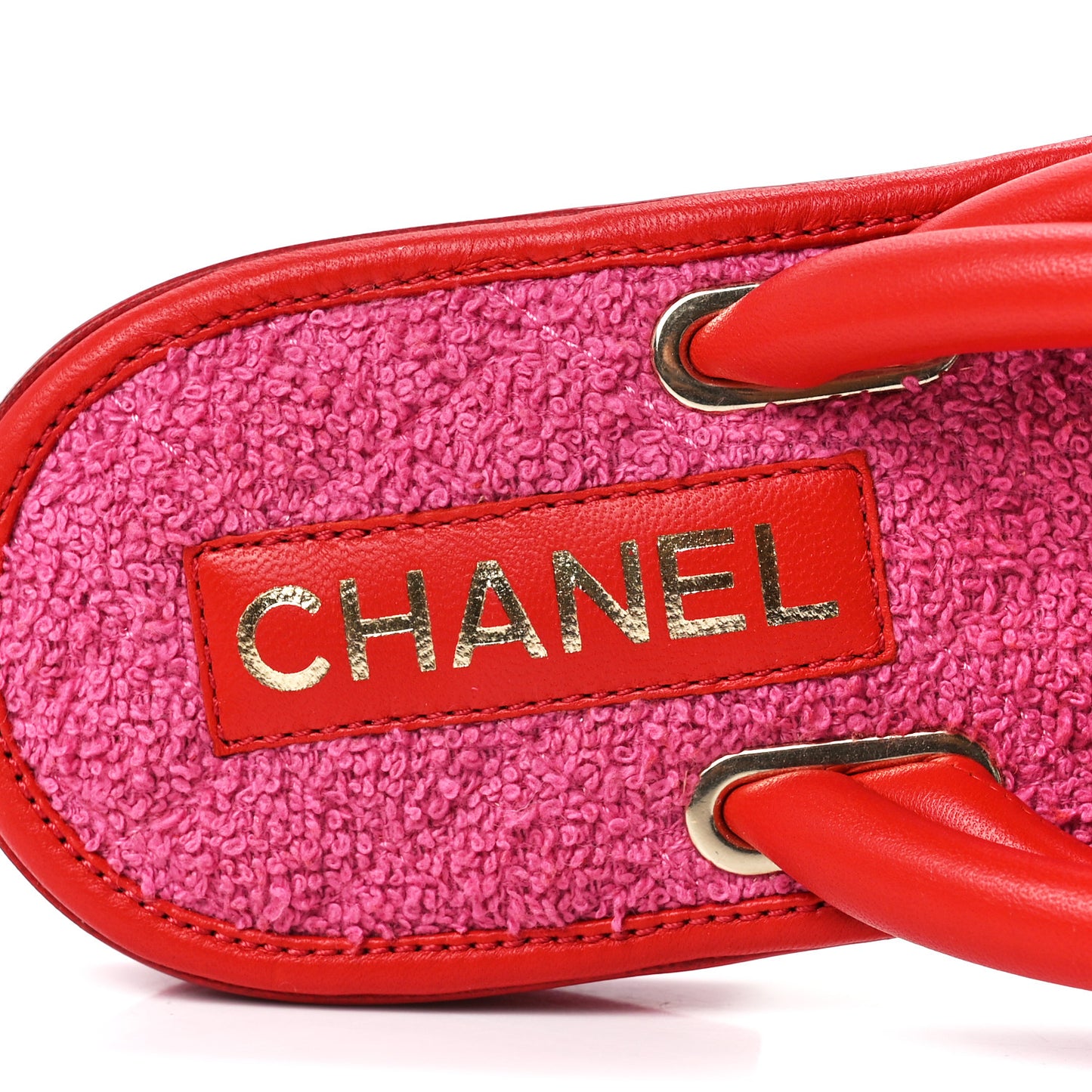 Lambskin Terry Cloth CC Thong Sandals 37.5 Pink