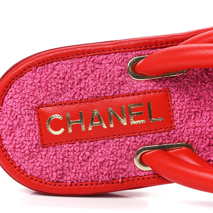 Chanel Lambskin Terry Cloth CC Thong Sandals 37.5 Pink 7 of 7