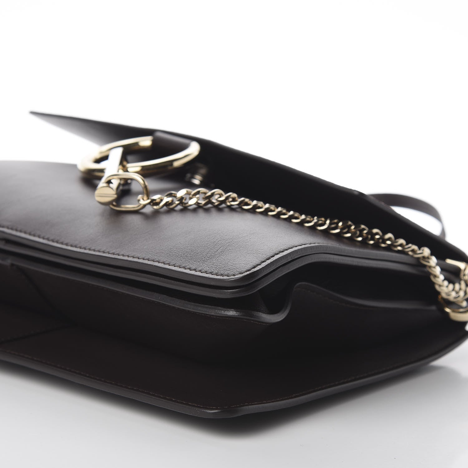 Chloe Calfskin Suede Medium Faye Shoulder Bag Carbon Brown 7 of 10