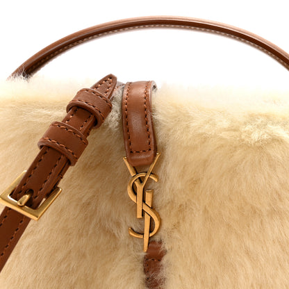 Saint Laurent Shearling Le 37 Mini Bucket Bag Cream 8 of 10