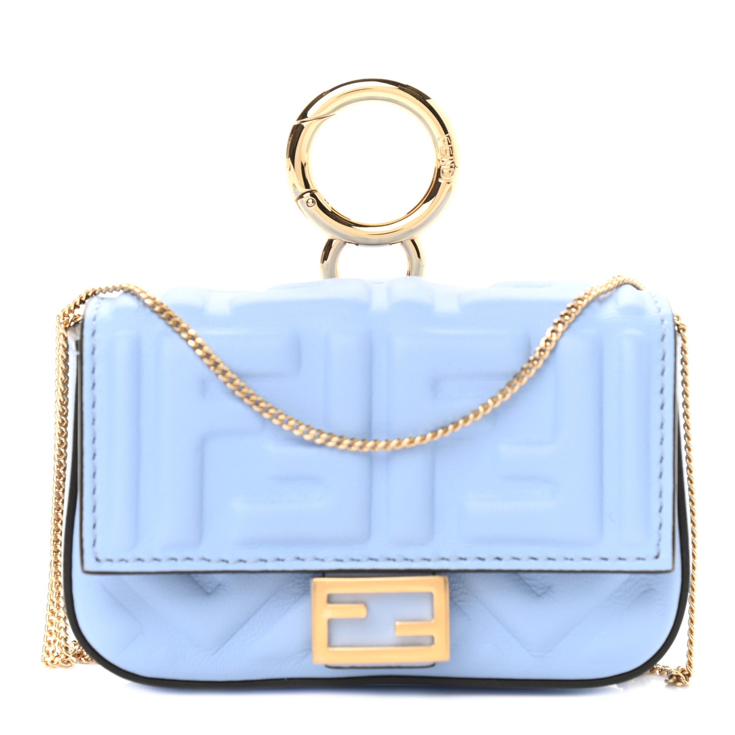 Nappa Matisse FF Embossed Nano Baguette Charm Placid Blue