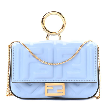 Fendi Nappa Matisse FF Embossed Nano Baguette Charm Placid Blue 1 of 8