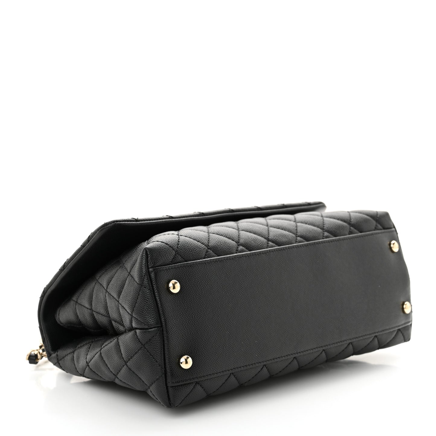 Caviar Quilted Small Coco Handle Flap Black