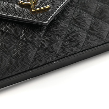 Saint Laurent Grain De Poudre Mixed Matelasse Triquilt Monogram Chain Wallet Black 11 of 11