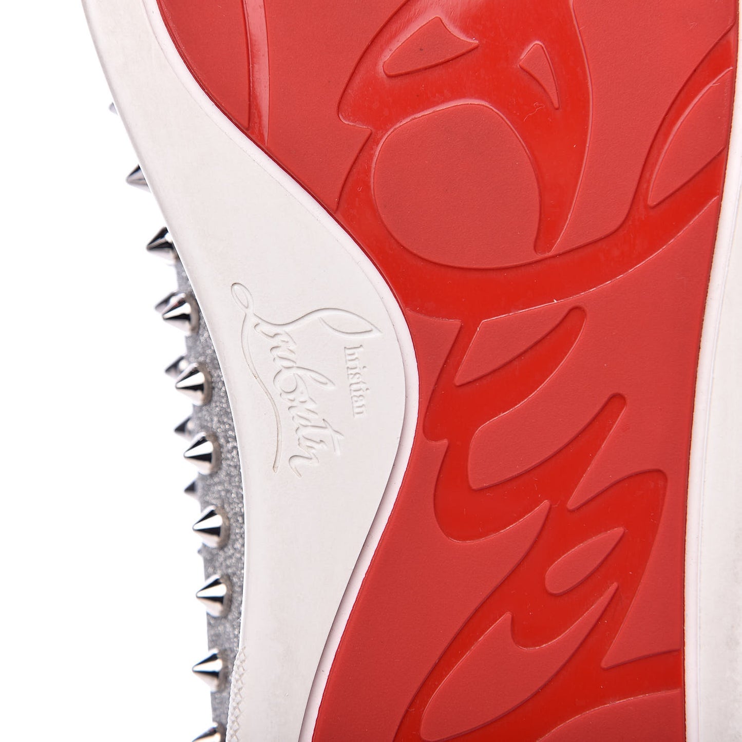 Calfskin Spikes Pik Boat Glitter Sneakers 42 Silver